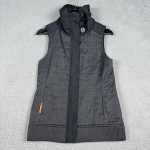 Icebreaker Vest Womens Size XS Gray MerinoLoft Puffer Ribbed High Collar Jacket
